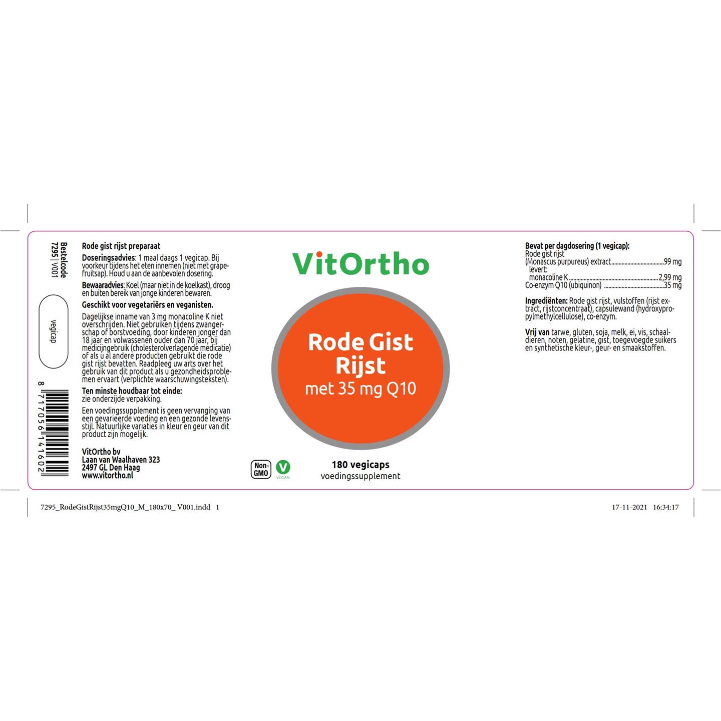 Gist Rijst met 35 mg Q10 (VitOrtho)
