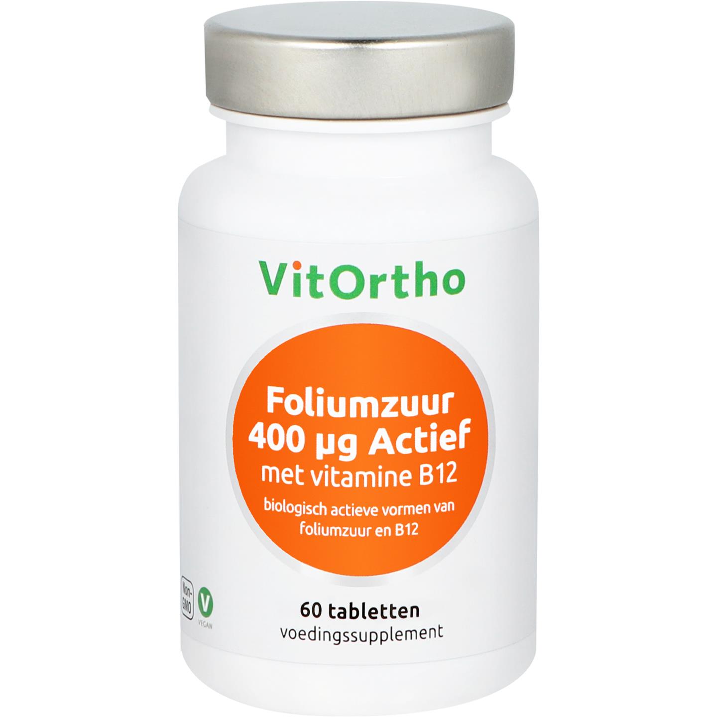 progressief strijd Hilarisch Foliumzuur 400 mcg Actief met vitamine B12 (VitOrtho)