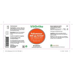 progressief strijd Hilarisch Foliumzuur 400 mcg Actief met vitamine B12 (VitOrtho)