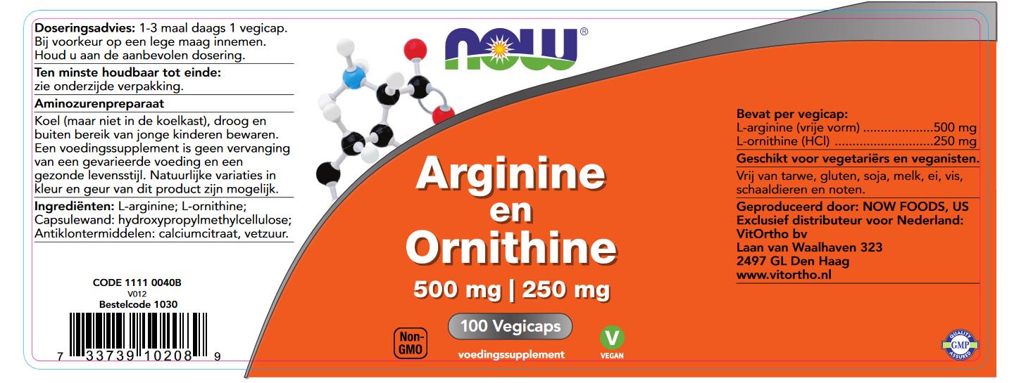 Arginine en Ornithine 500/250 mg