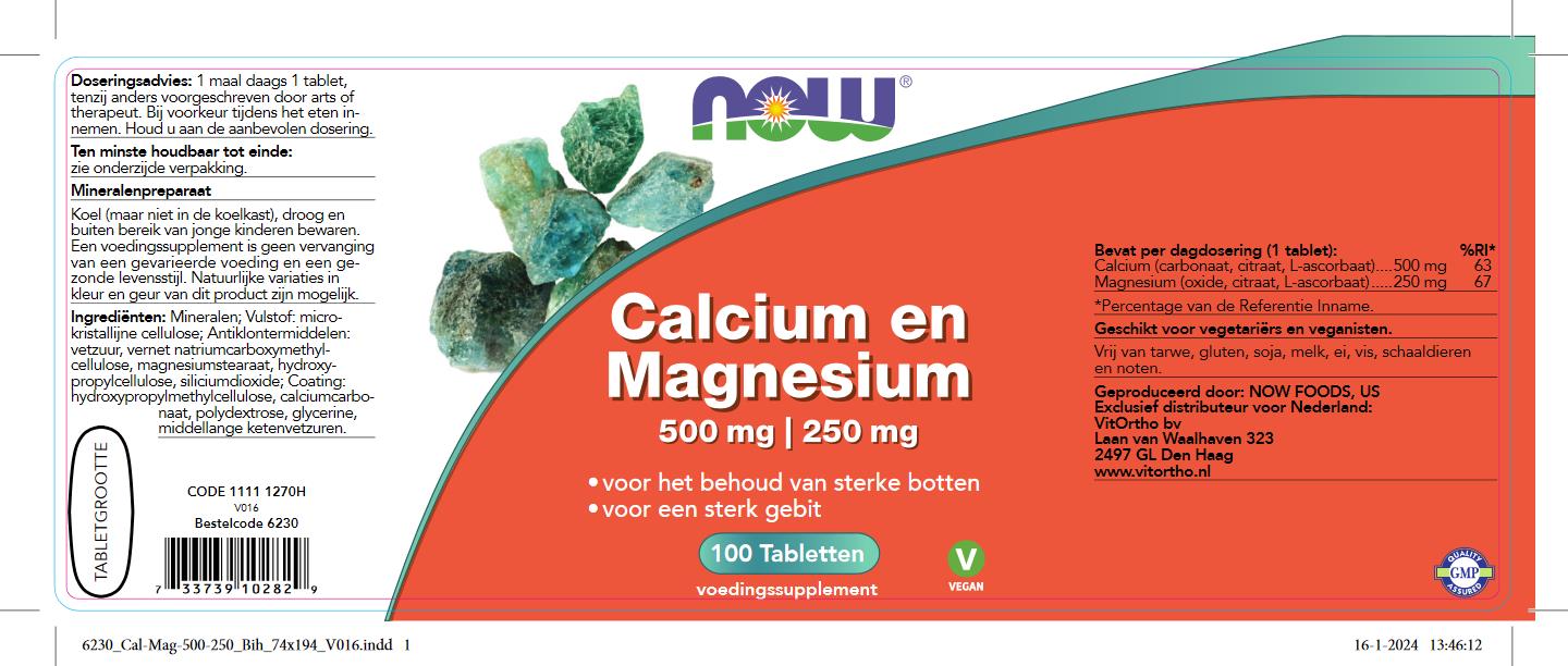 Calcium 500 mg en Magnesium 250 mg
