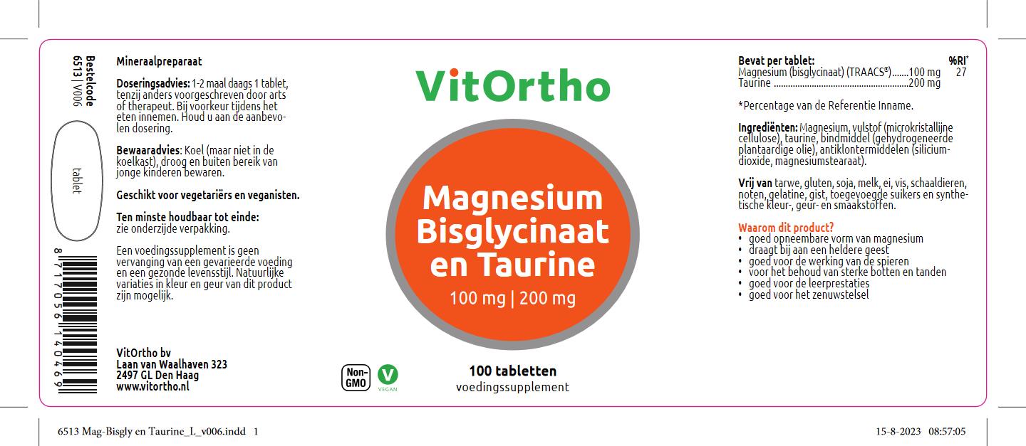 Magnesium Bisglycinaat 100 mg en Taurine 200 mg