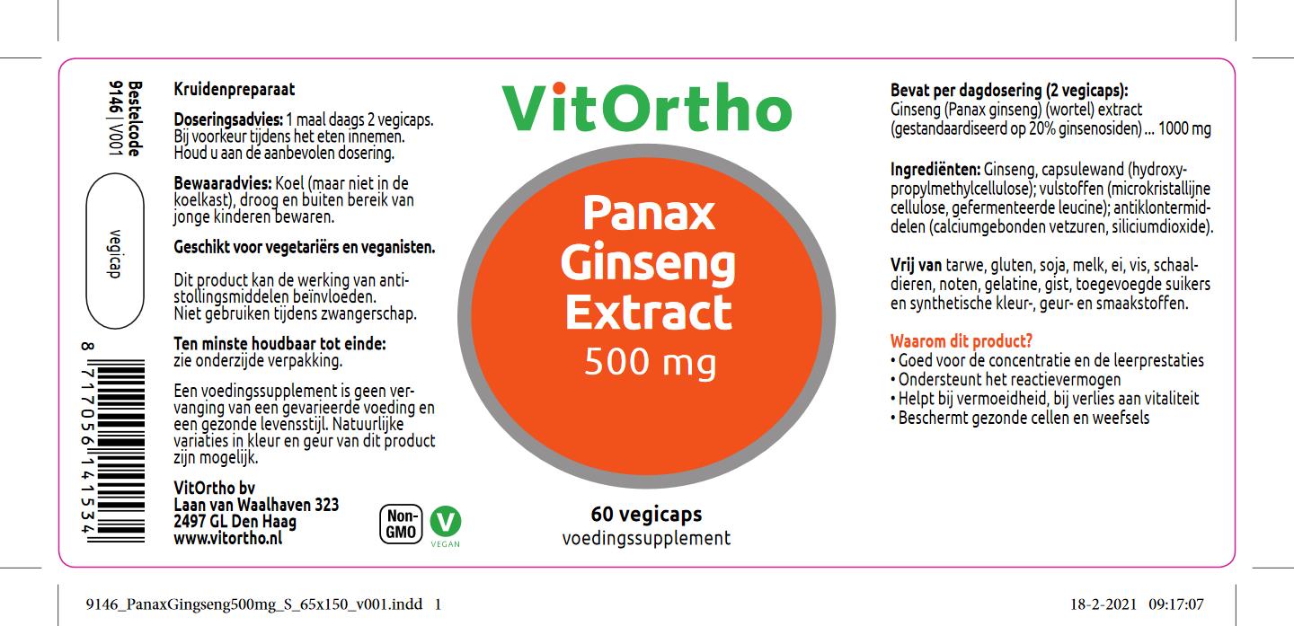 Panax Ginseng Extract 500 mg