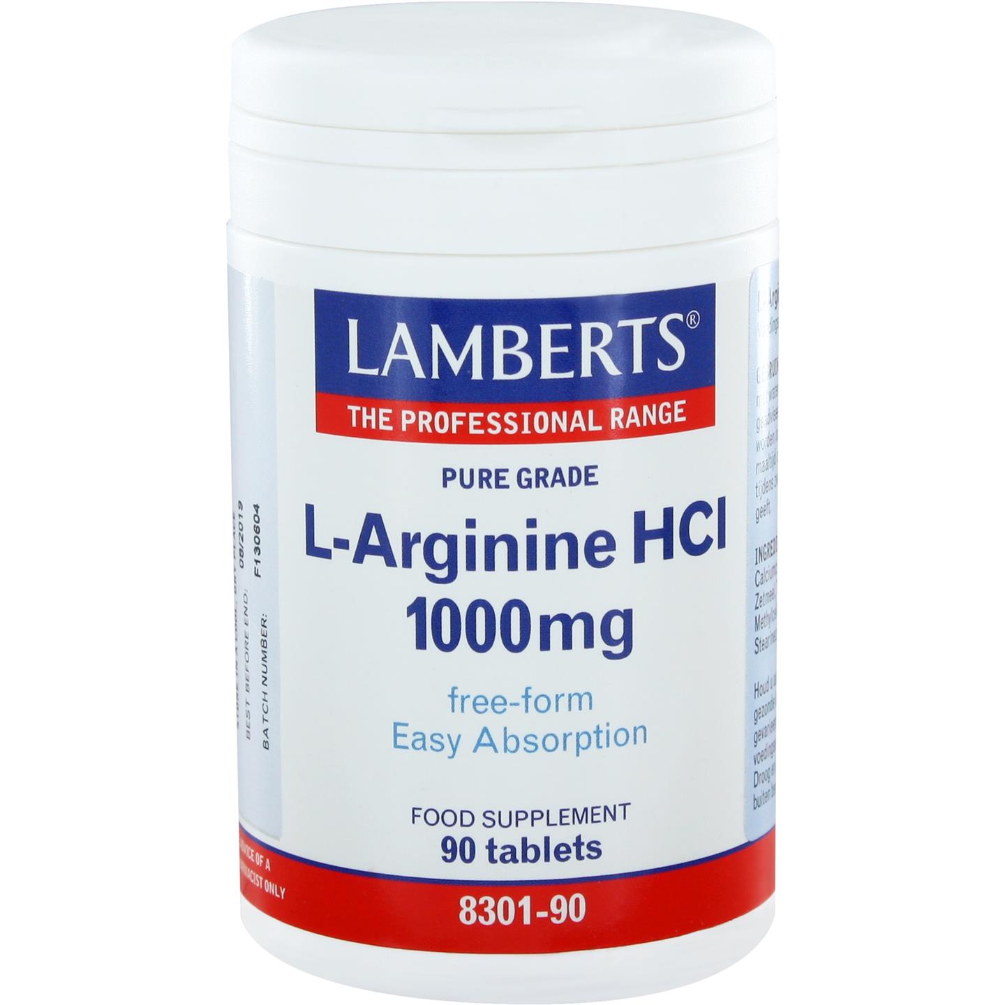 Lamberts L Arginine 1000mg -l8301-90 90tab